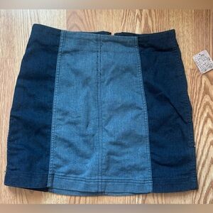 Free People Denim Mini Skirt - Blue and Black Size 10